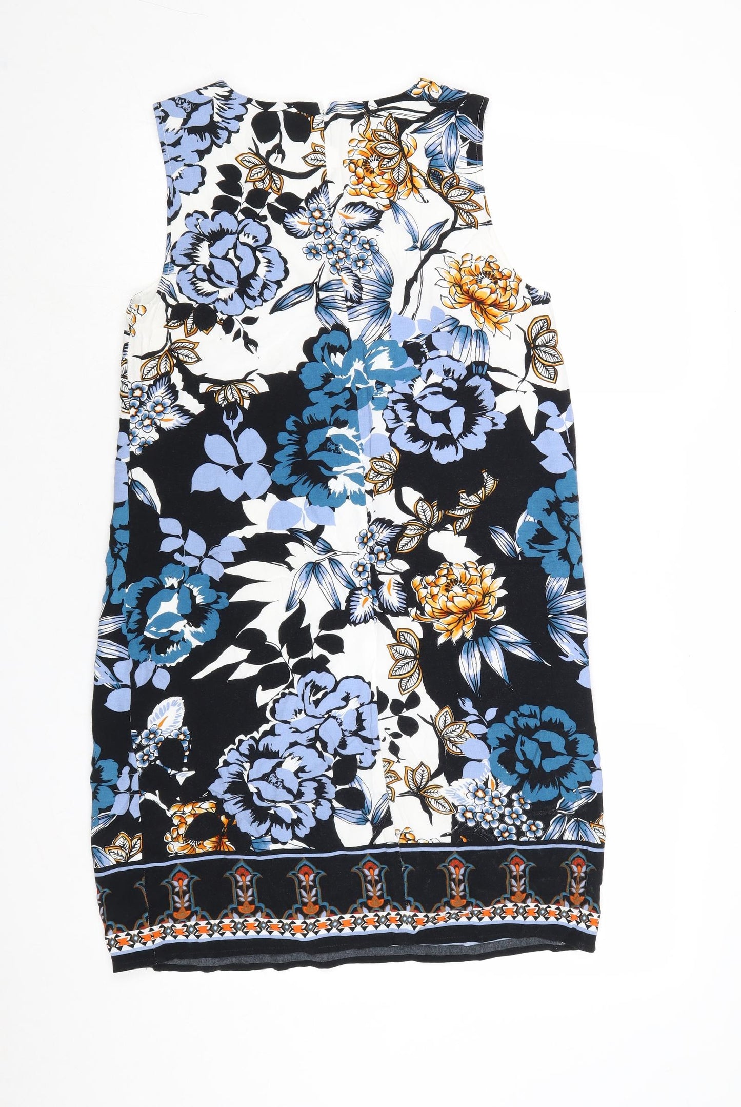 Warehouse Womens Multicoloured Floral Viscose Shift Size 10 Boat Neck Zip