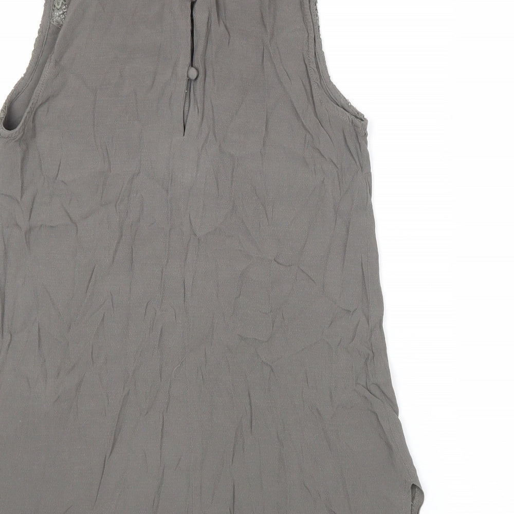 Oasis Womens Grey Viscose Basic Tank Size 8 Round Neck