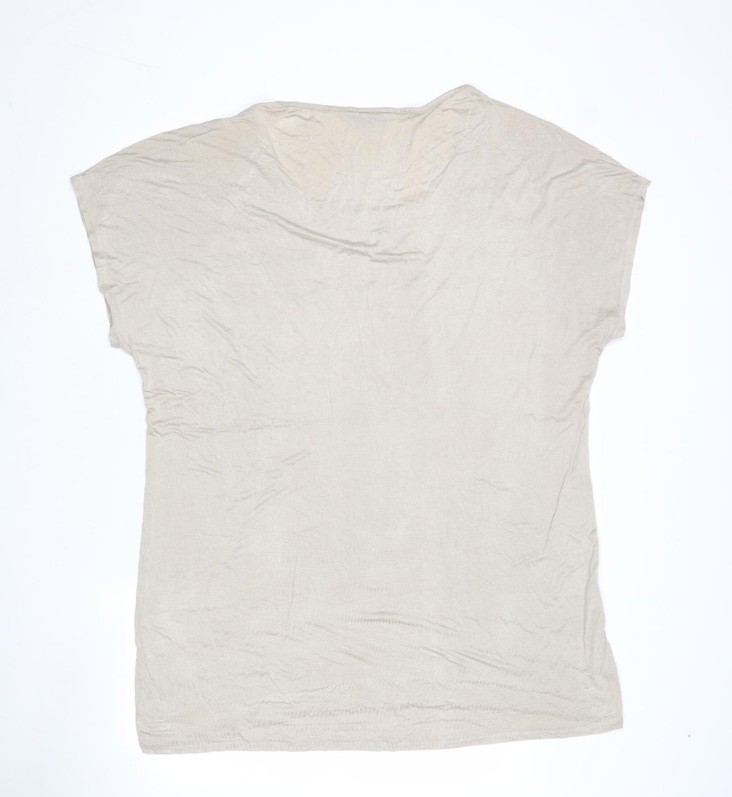 NEXT Womens Beige Striped Viscose Basic T-Shirt Size 20 Round Neck