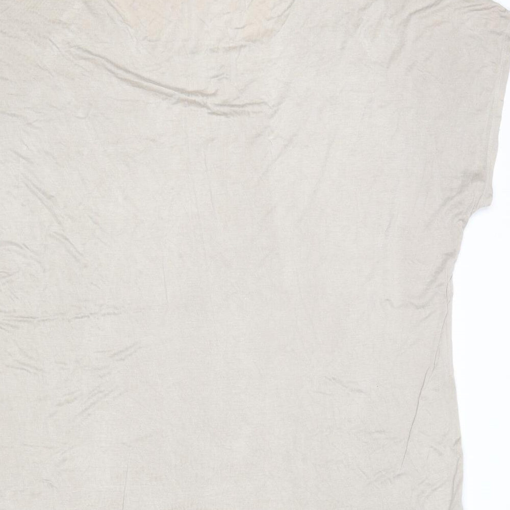 NEXT Womens Beige Striped Viscose Basic T-Shirt Size 20 Round Neck