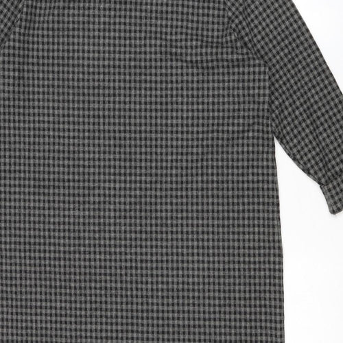 Marks and Spencer Womens Grey Check Polyester Shift Size 18 Round Neck Pullover