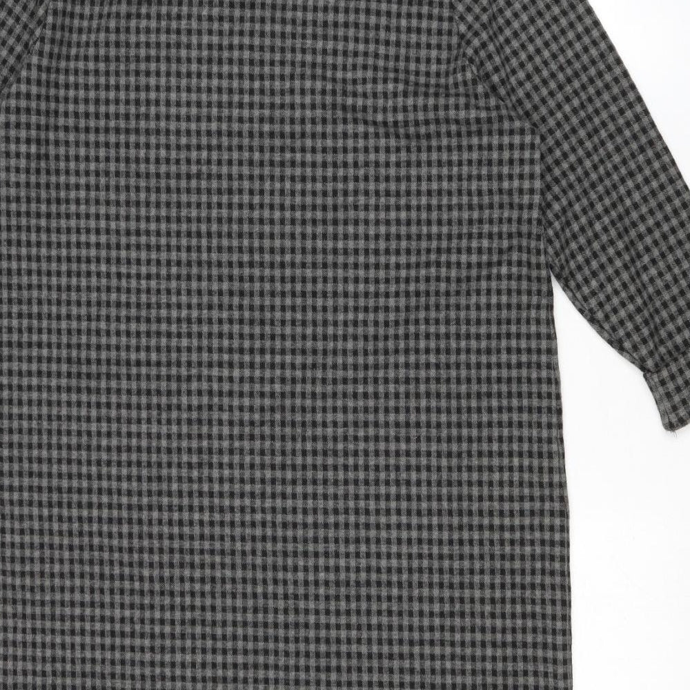 Marks and Spencer Womens Grey Check Polyester Shift Size 18 Round Neck Pullover