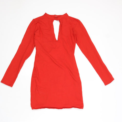 Motel Womens Red Cotton Mini Size XS V-Neck Snap