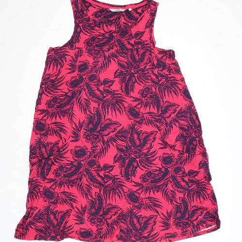 NEXT Womens Pink Floral Viscose Tank Dress Size 14 Boat Neck Pullover