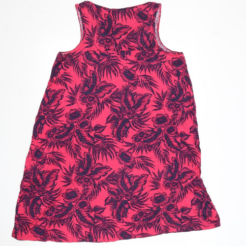 NEXT Womens Pink Floral Viscose Tank Dress Size 14 Boat Neck Pullover