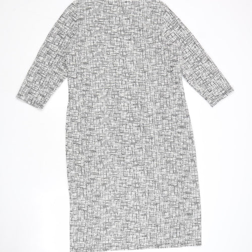 ANTEA Womens Grey Geometric Polyester Sheath Size M Boat Neck Pullover
