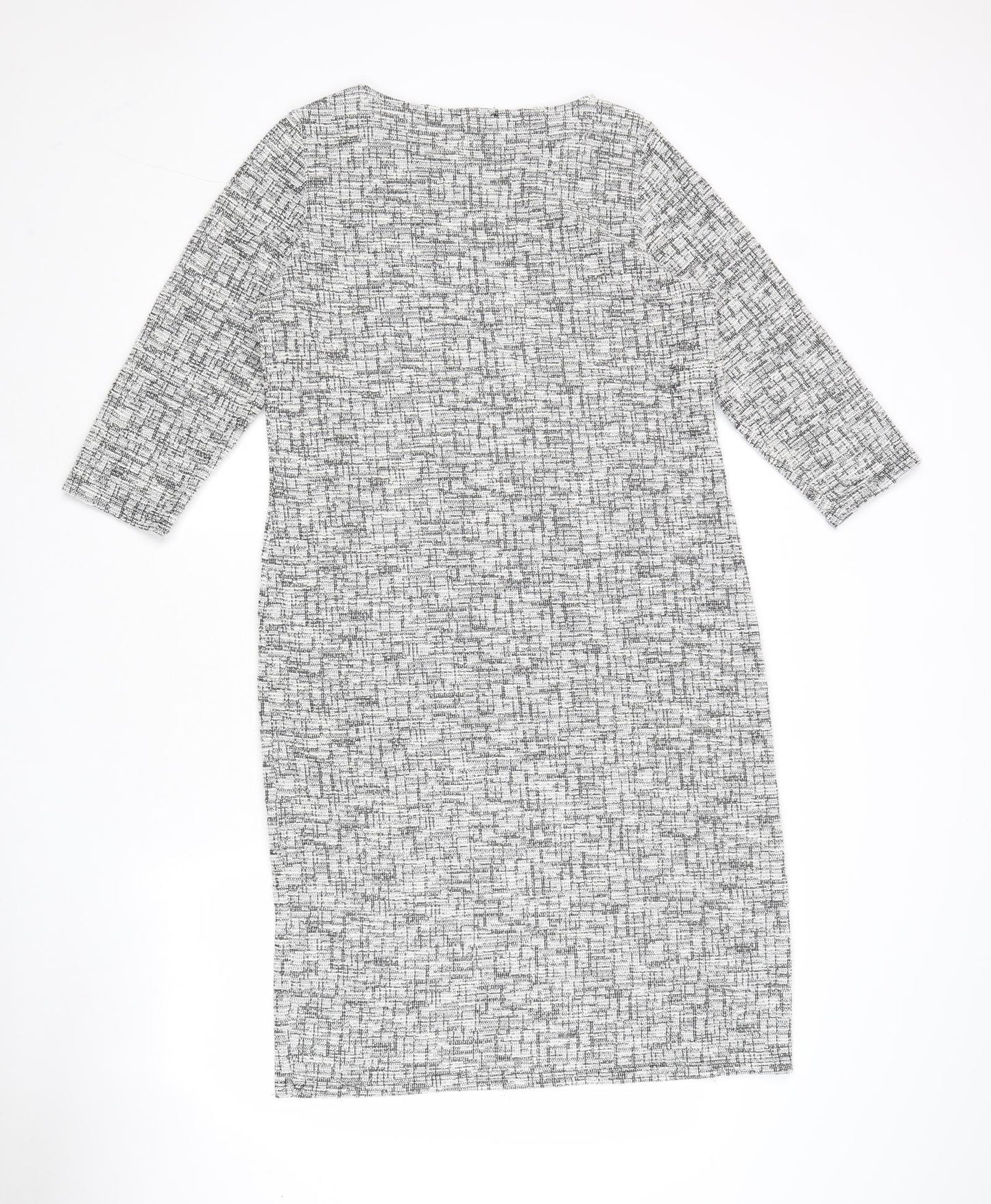 ANTEA Womens Grey Geometric Polyester Sheath Size M Boat Neck Pullover