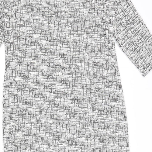 ANTEA Womens Grey Geometric Polyester Sheath Size M Boat Neck Pullover