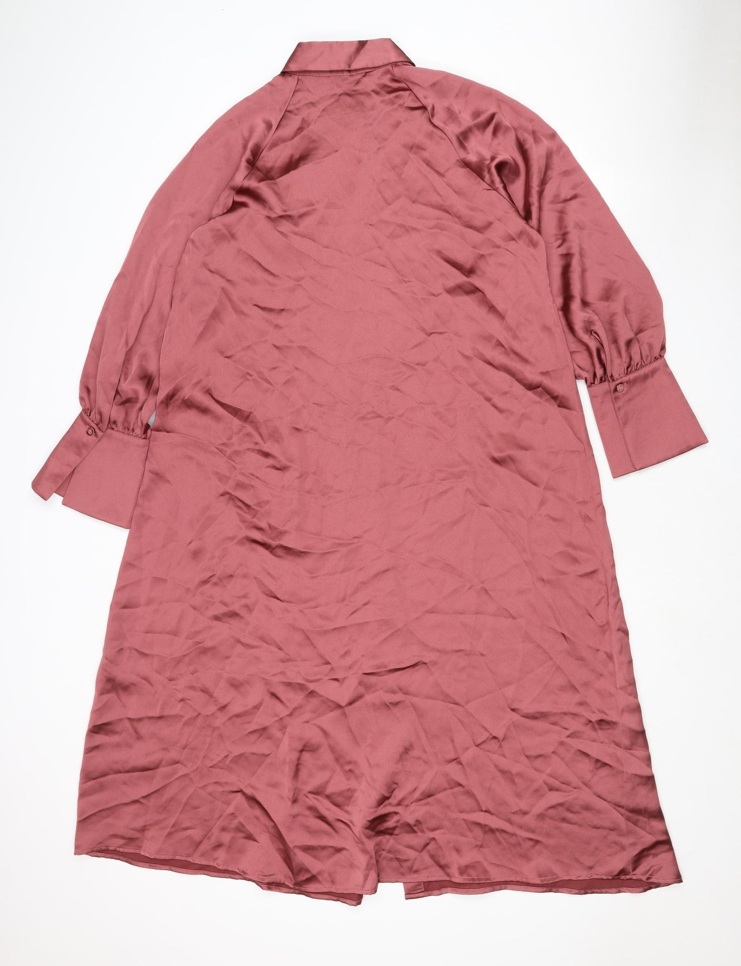 Zara Womens Brown Polyester Shirt Dress Size S Collared Button