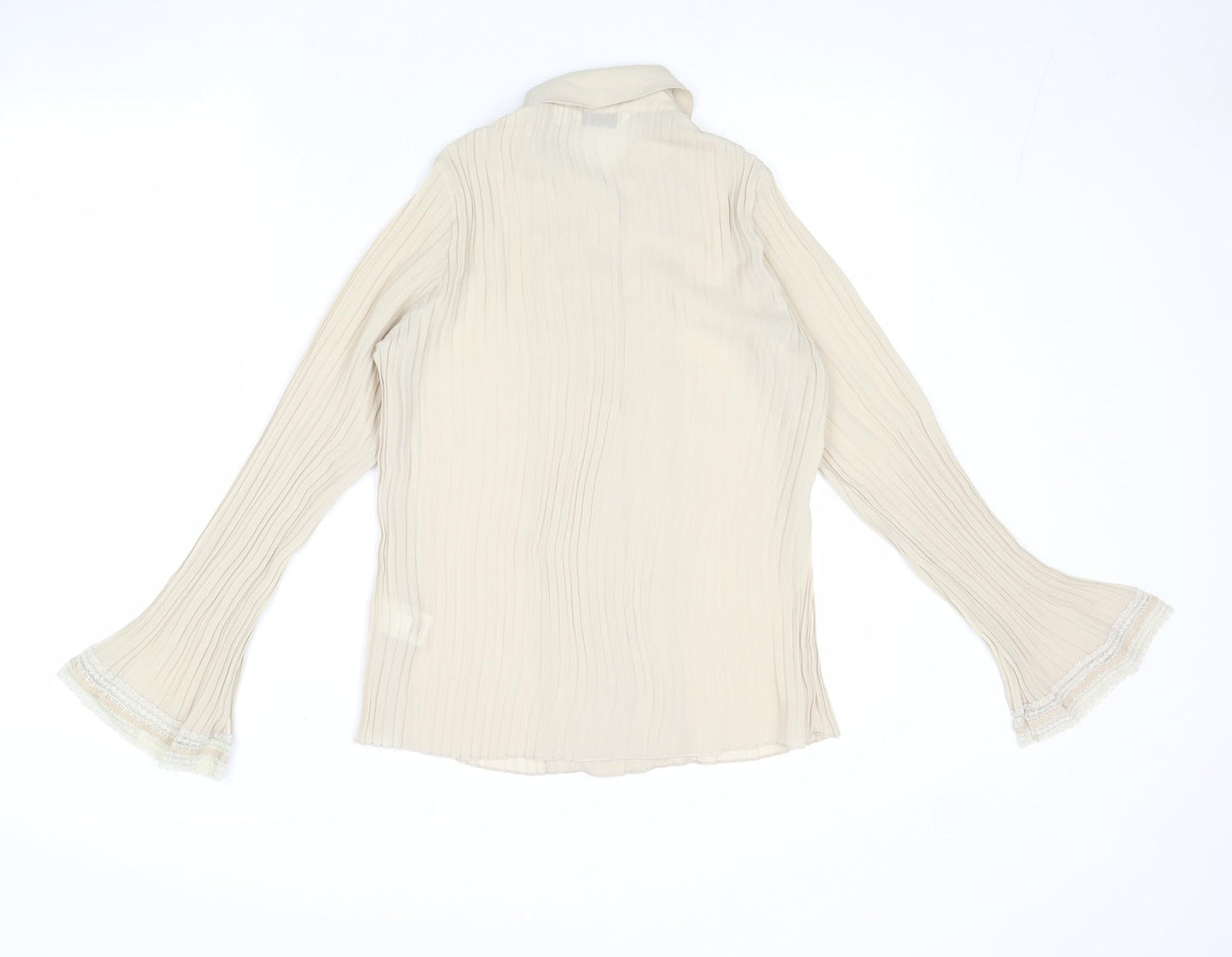 NEXT Womens Beige Polyester Basic Button-Up Size 8 Collared