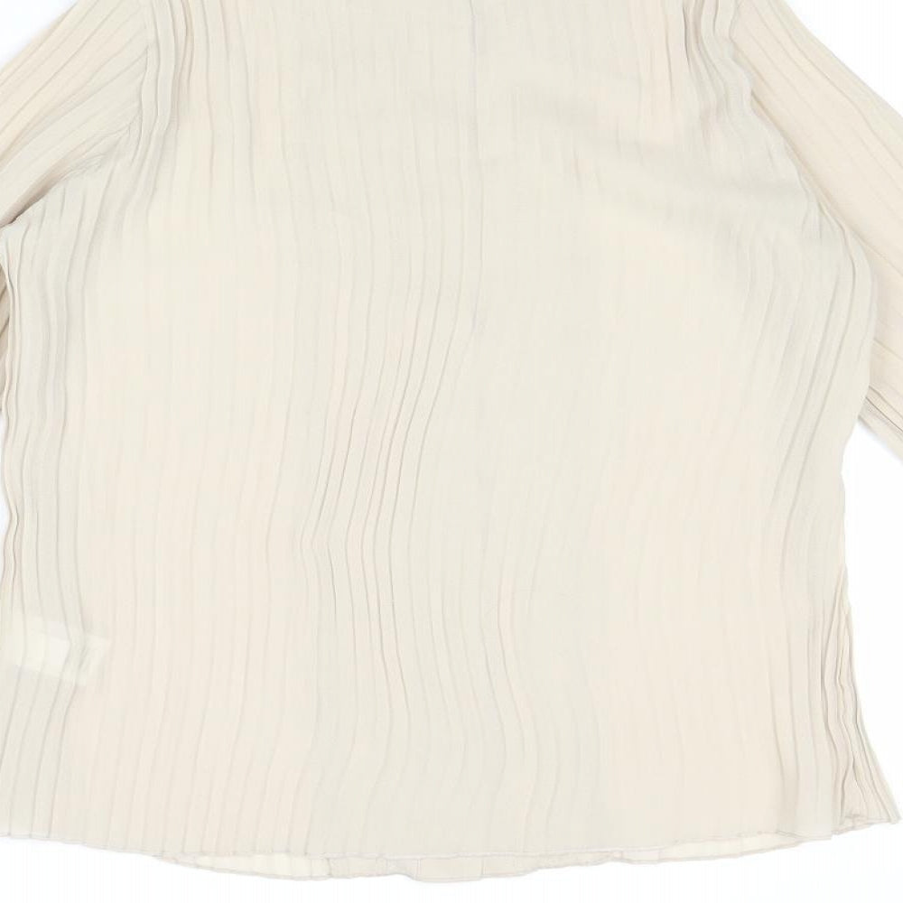 NEXT Womens Beige Polyester Basic Button-Up Size 8 Collared
