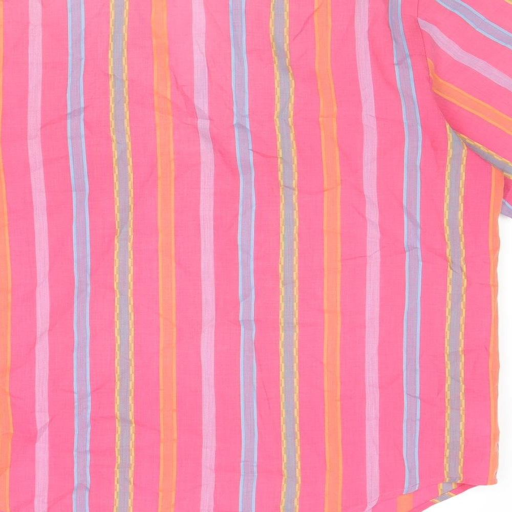 St Michael Womens Pink Striped Cotton Basic Button-Up Size 14 Collared