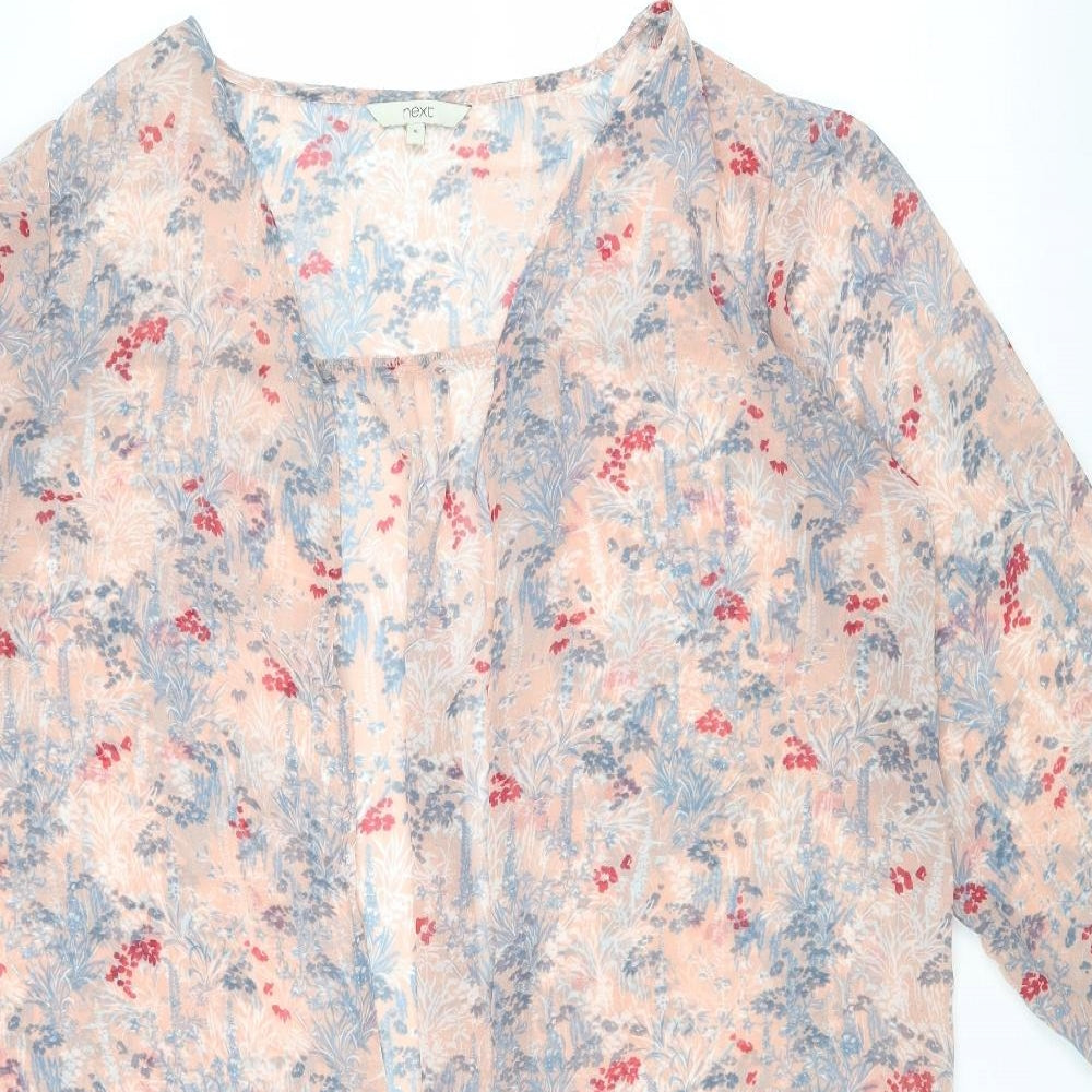 NEXT Womens Pink Geometric Polyester Kimono Blouse Size 16 V-Neck