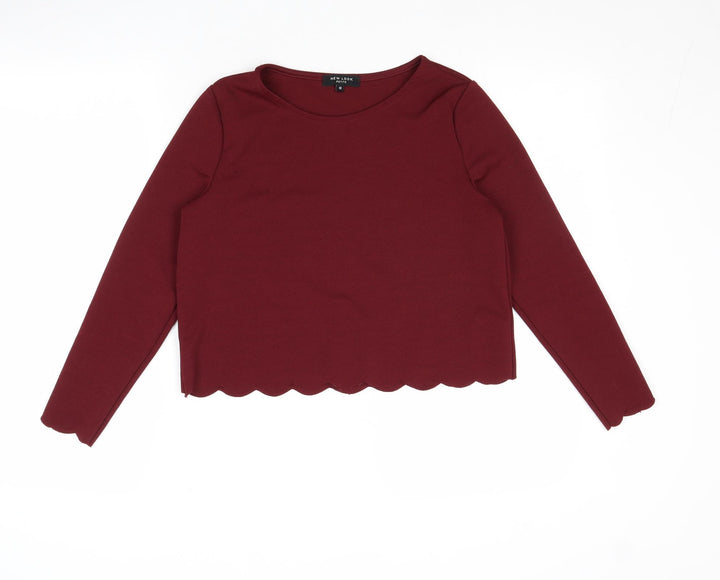 New Look Womens Red Polyester Basic T-Shirt Size 10 Round Neck