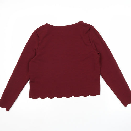 New Look Womens Red Polyester Basic T-Shirt Size 10 Round Neck