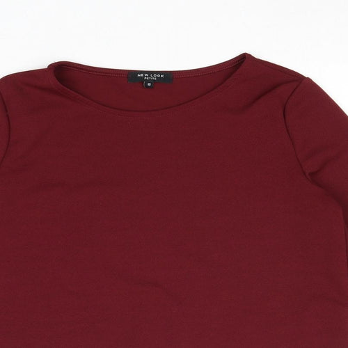 New Look Womens Red Polyester Basic T-Shirt Size 10 Round Neck
