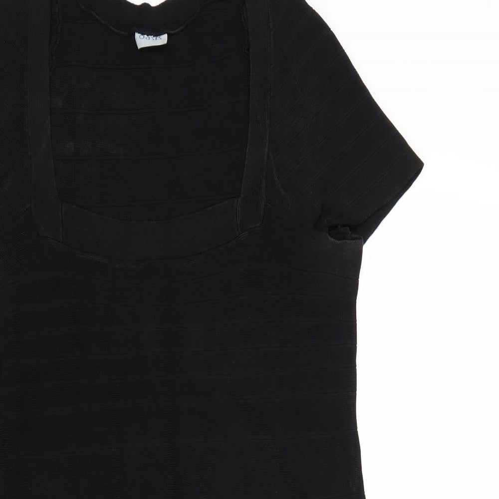Oasis Womens Black Viscose Bodycon Size 18 Square Neck Pullover