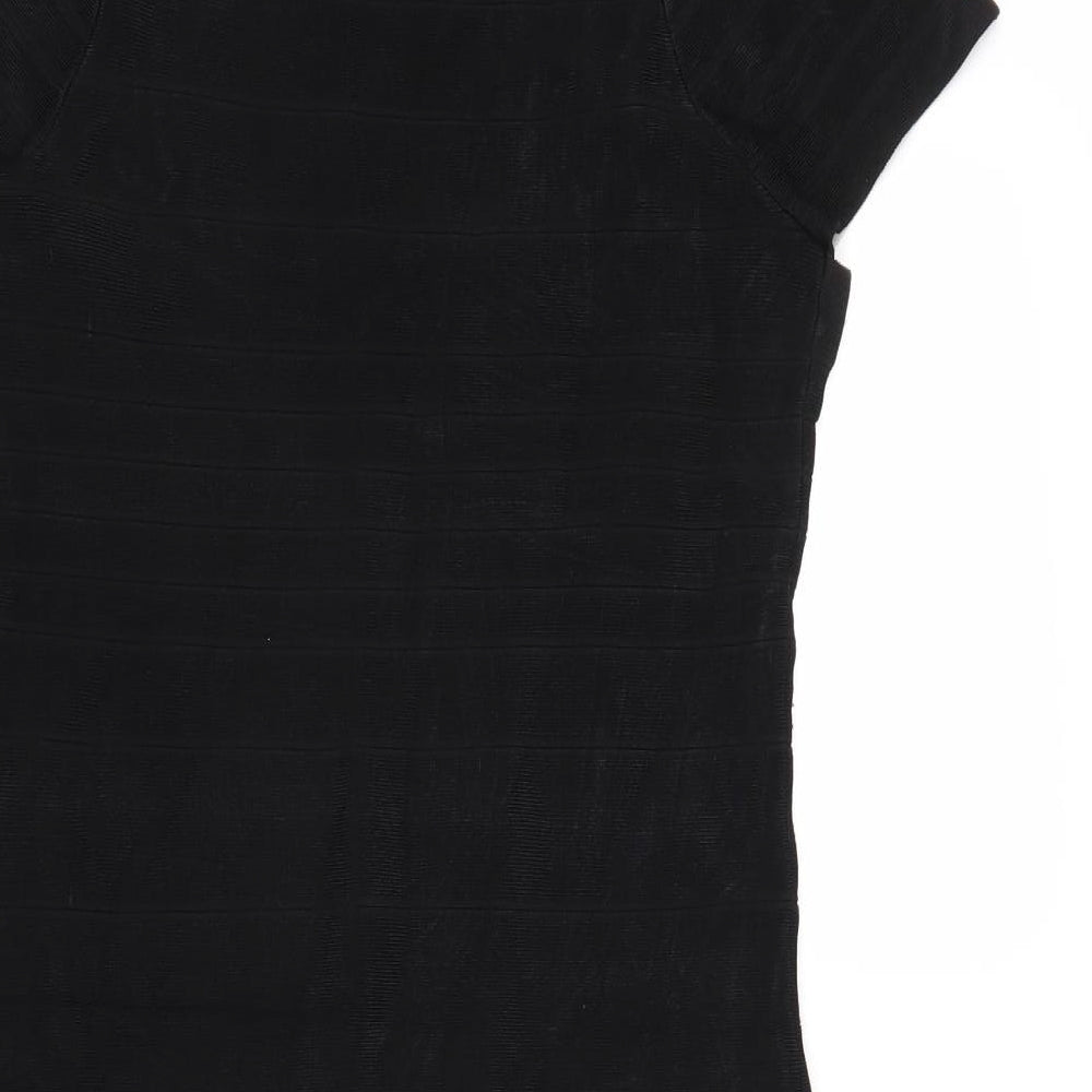 Oasis Womens Black Viscose Bodycon Size 18 Square Neck Pullover