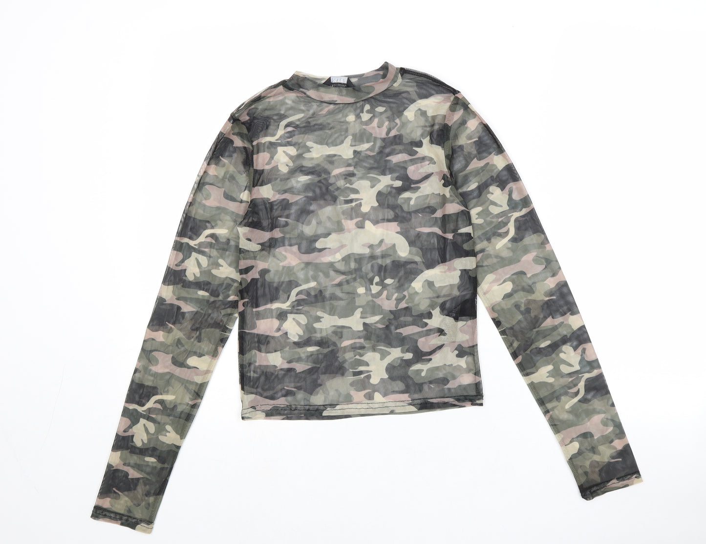 M&Co Girls Multicoloured Camouflage Polyester Pullover T-Shirt Size 12 Years Crew Neck Pullover