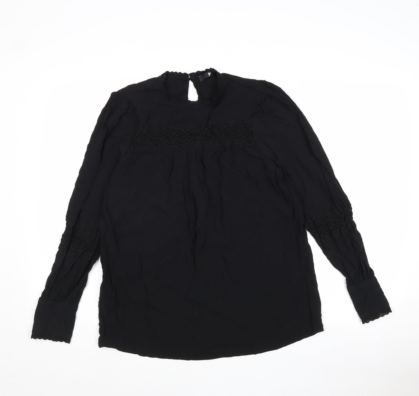 Very Womens Black Viscose Basic Blouse Size 12 Round Neck