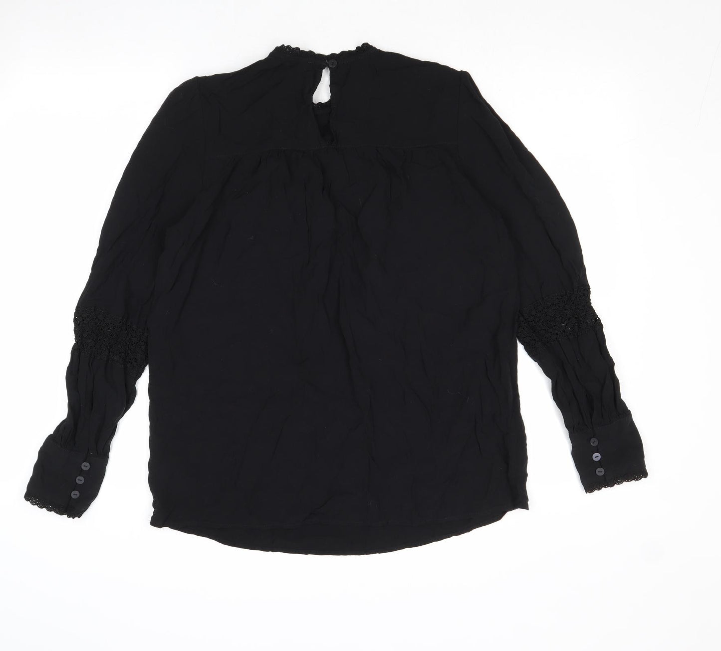Very Womens Black Viscose Basic Blouse Size 12 Round Neck