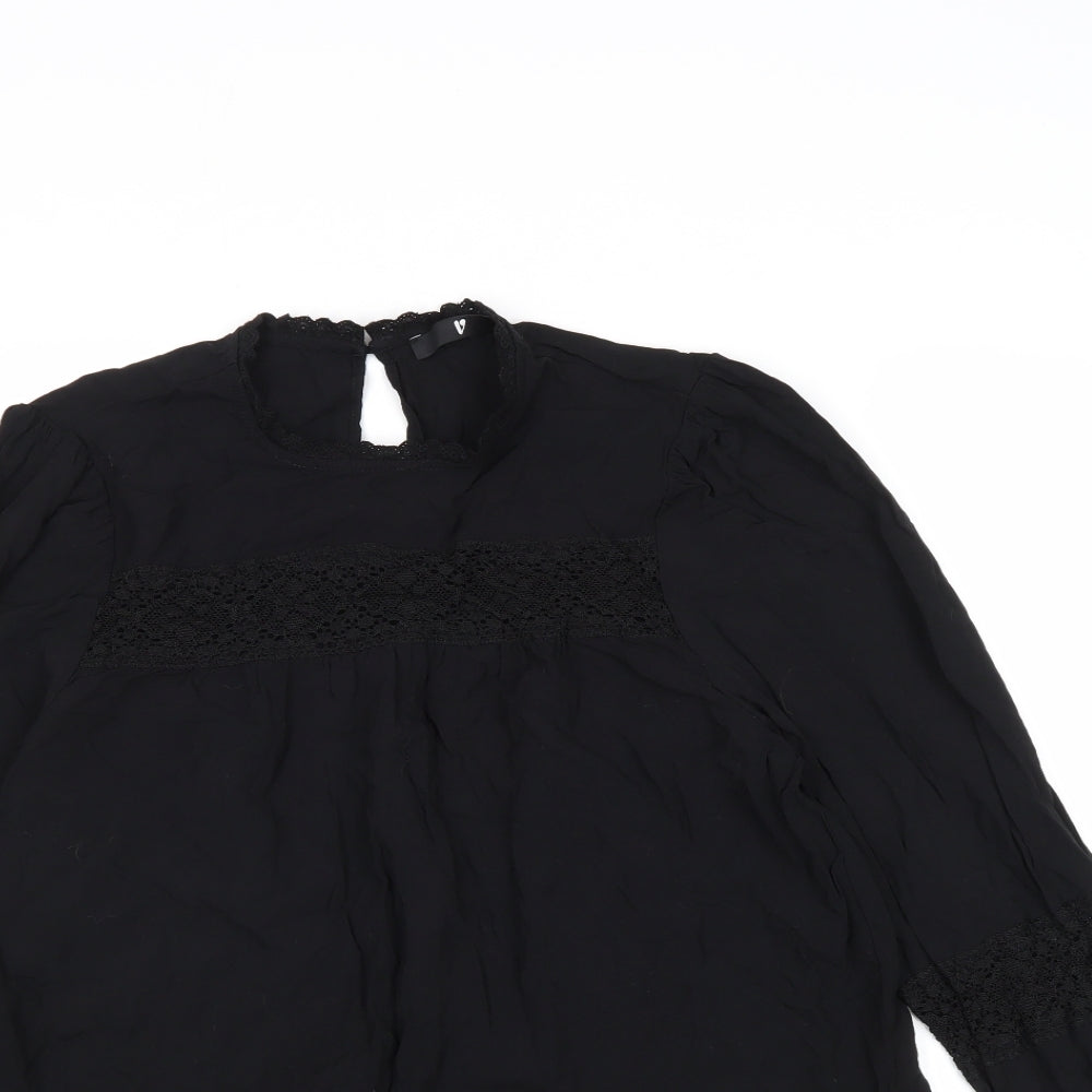 Very Womens Black Viscose Basic Blouse Size 12 Round Neck