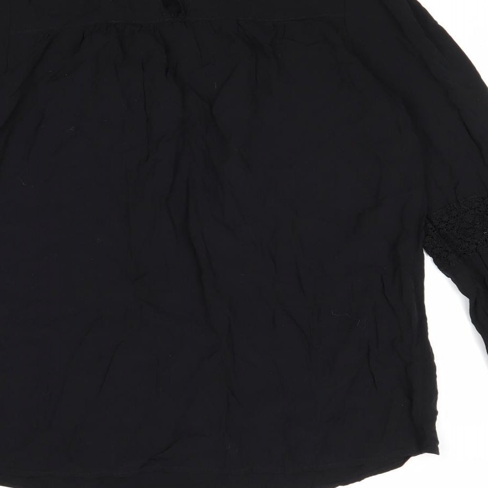 Very Womens Black Viscose Basic Blouse Size 12 Round Neck