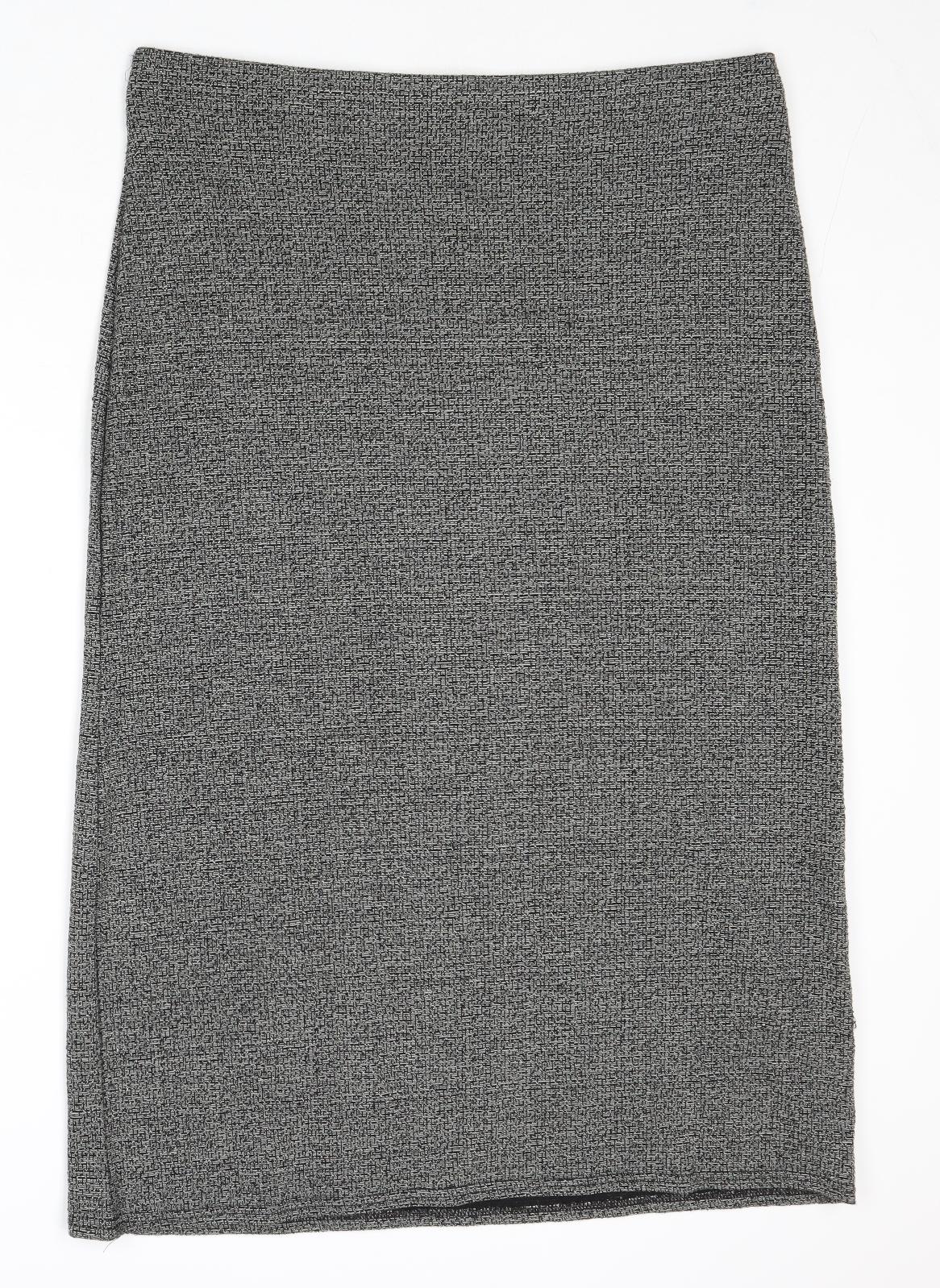 AMARANTO Womens Grey Acrylic A-Line Skirt Size 16