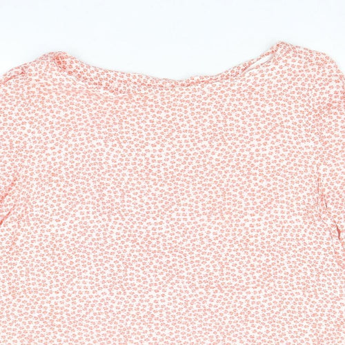H&M Womens Orange Geometric Viscose Basic Blouse Size 10 Round Neck