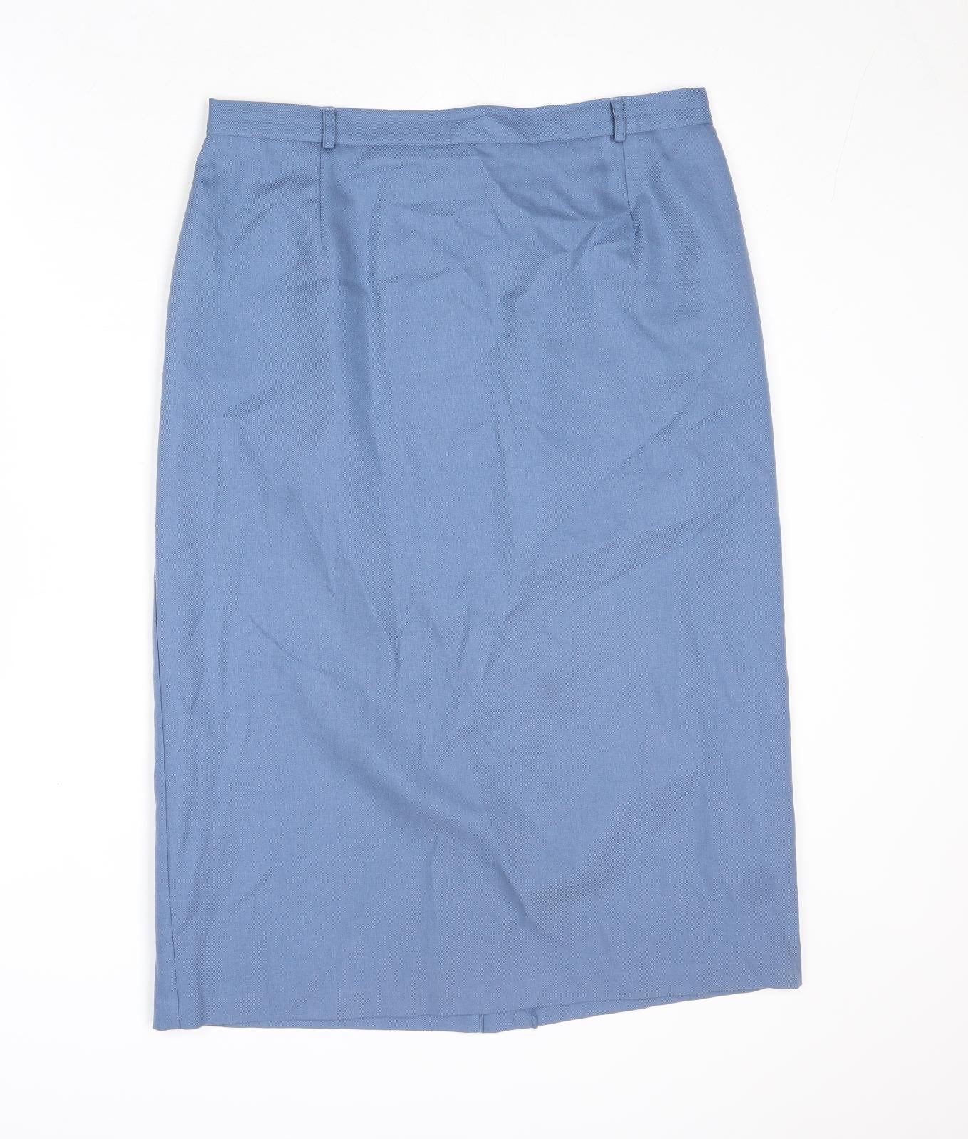 Slimtru Womens Blue Polyester A-Line Skirt Size 16 Zip