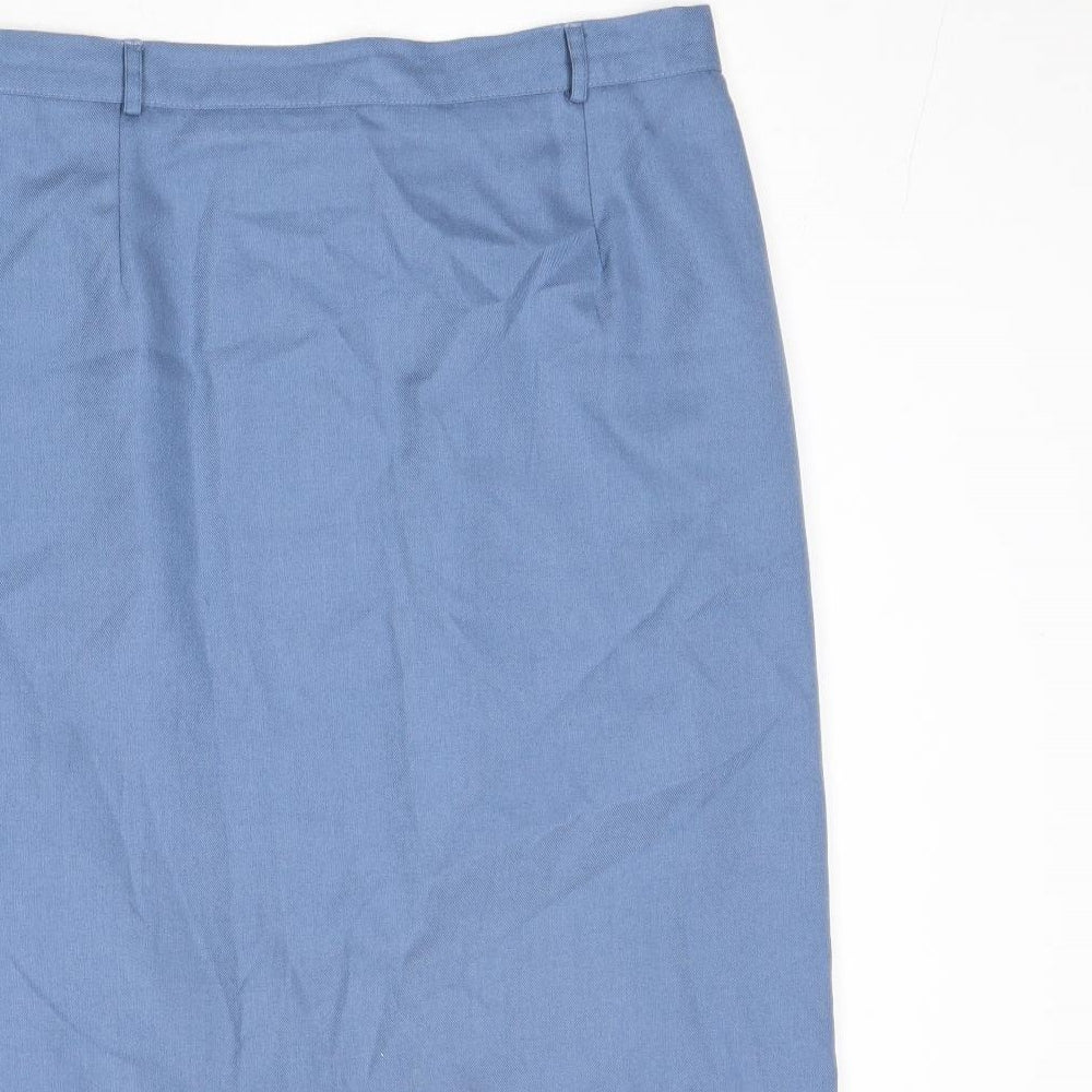 Slimtru Womens Blue Polyester A-Line Skirt Size 16 Zip