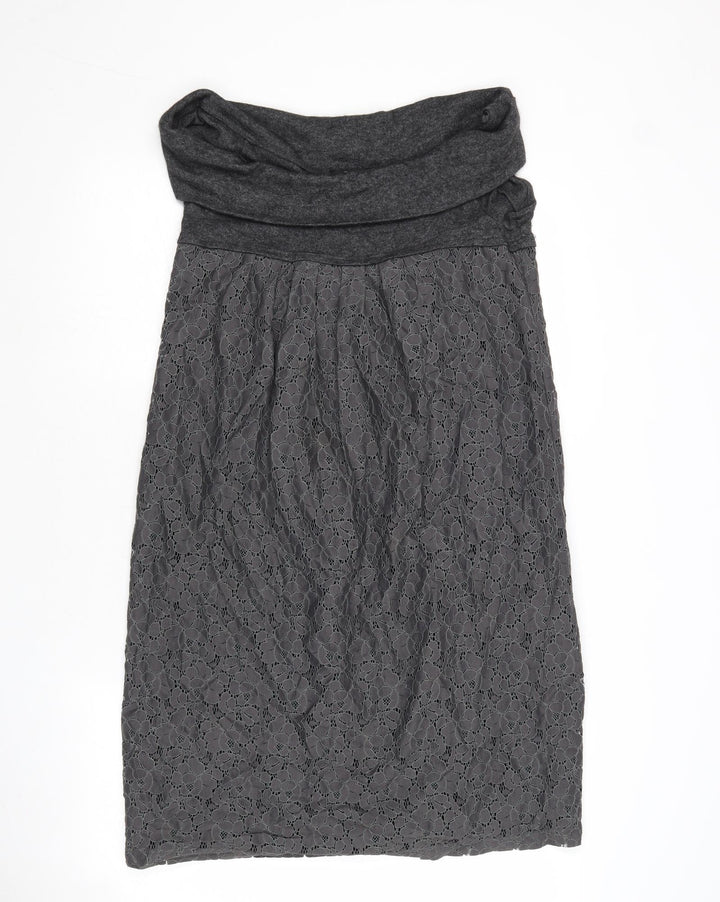 Tara Jarmon Womens Grey Polyester A-Line Size 10 Cowl Neck Pullover