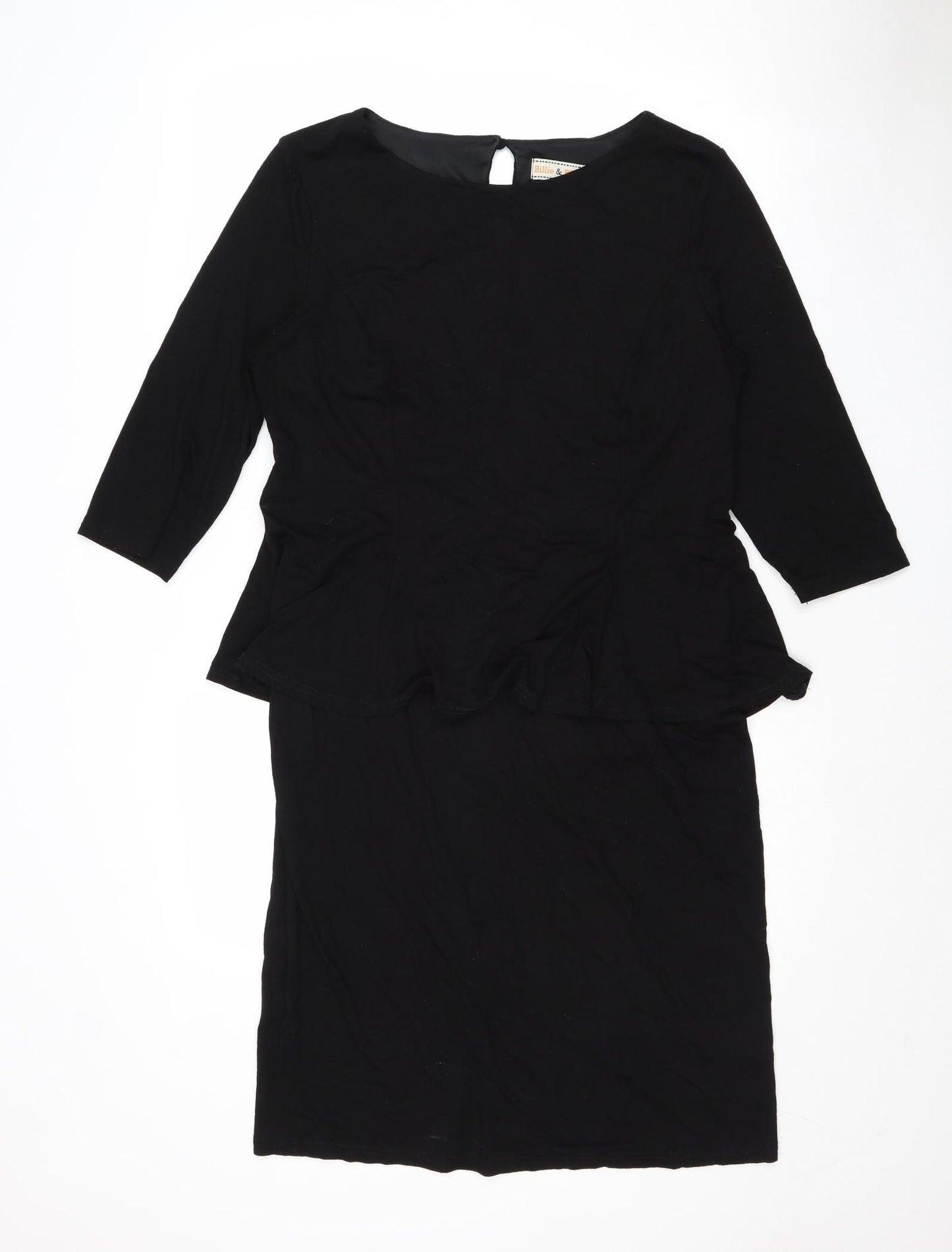 Dorothy Perkins Womens Black Viscose Shift Size 16 Round Neck Button