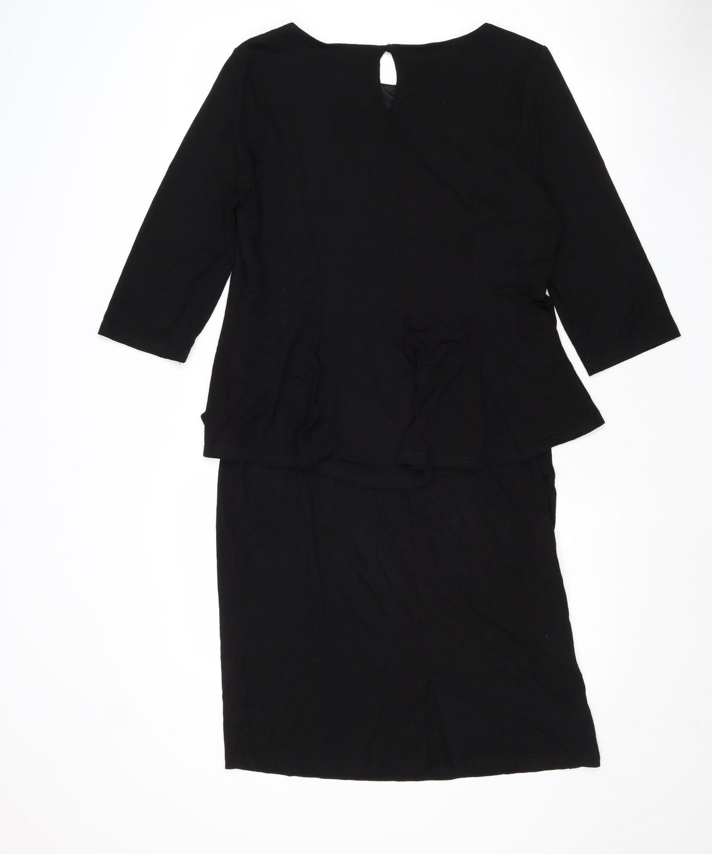 Dorothy Perkins Womens Black Viscose Shift Size 16 Round Neck Button
