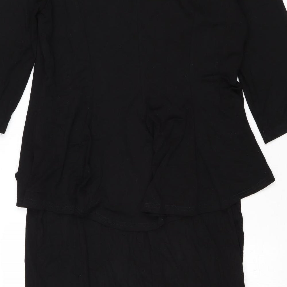 Dorothy Perkins Womens Black Viscose Shift Size 16 Round Neck Button