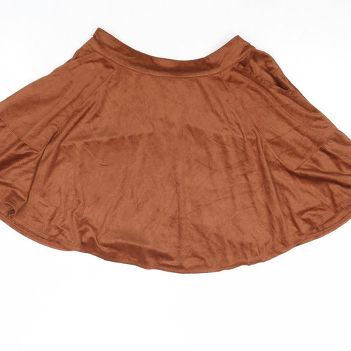Cider Womens Brown Polyester Skater Skirt Size XS Zip