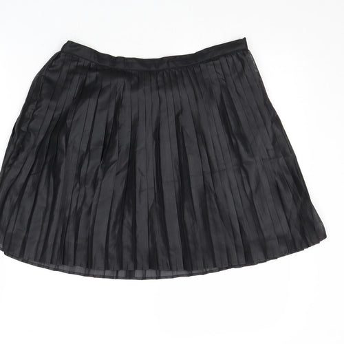Vera Moda Womens Black Polyester Pleated Skirt Size 10 Zip