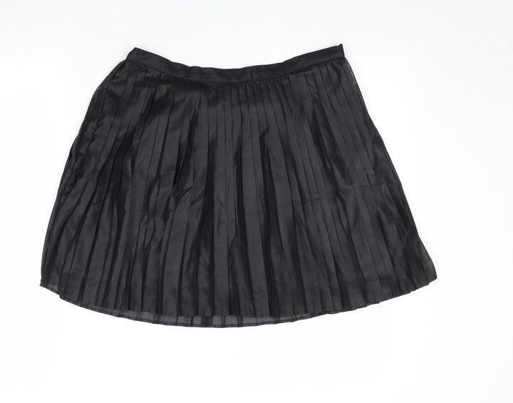 Vera Moda Womens Black Polyester Pleated Skirt Size 10 Zip