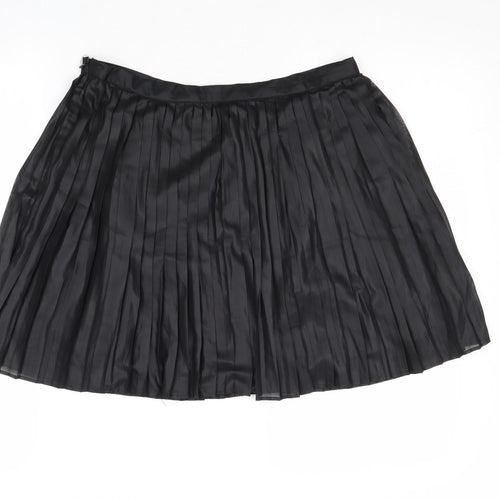 Vera Moda Womens Black Polyester Pleated Skirt Size 10 Zip