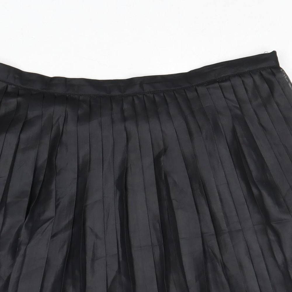 Vera Moda Womens Black Polyester Pleated Skirt Size 10 Zip