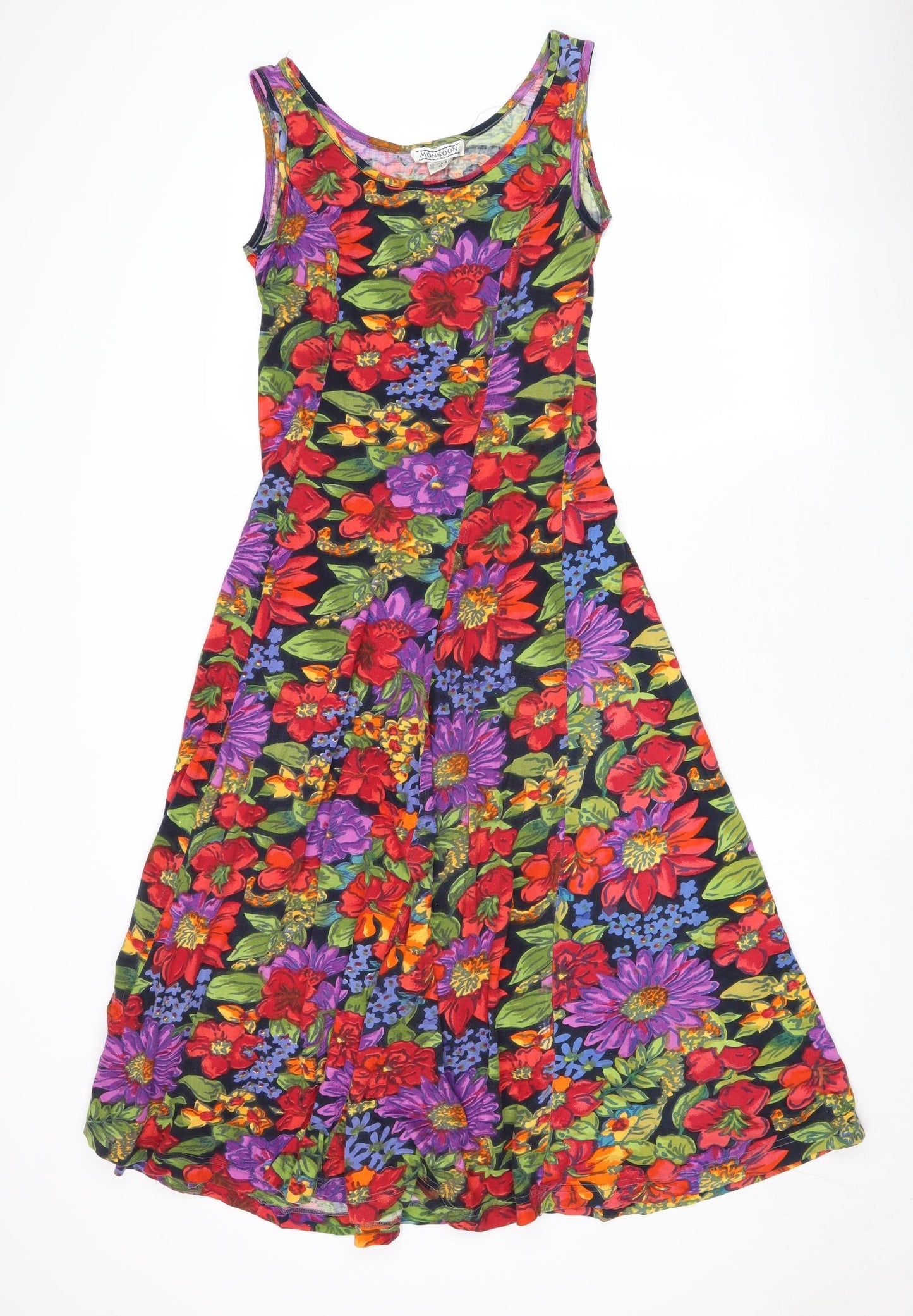 Monsoon Womens Multicoloured Floral Cotton A-Line Size 12 Round Neck Pullover