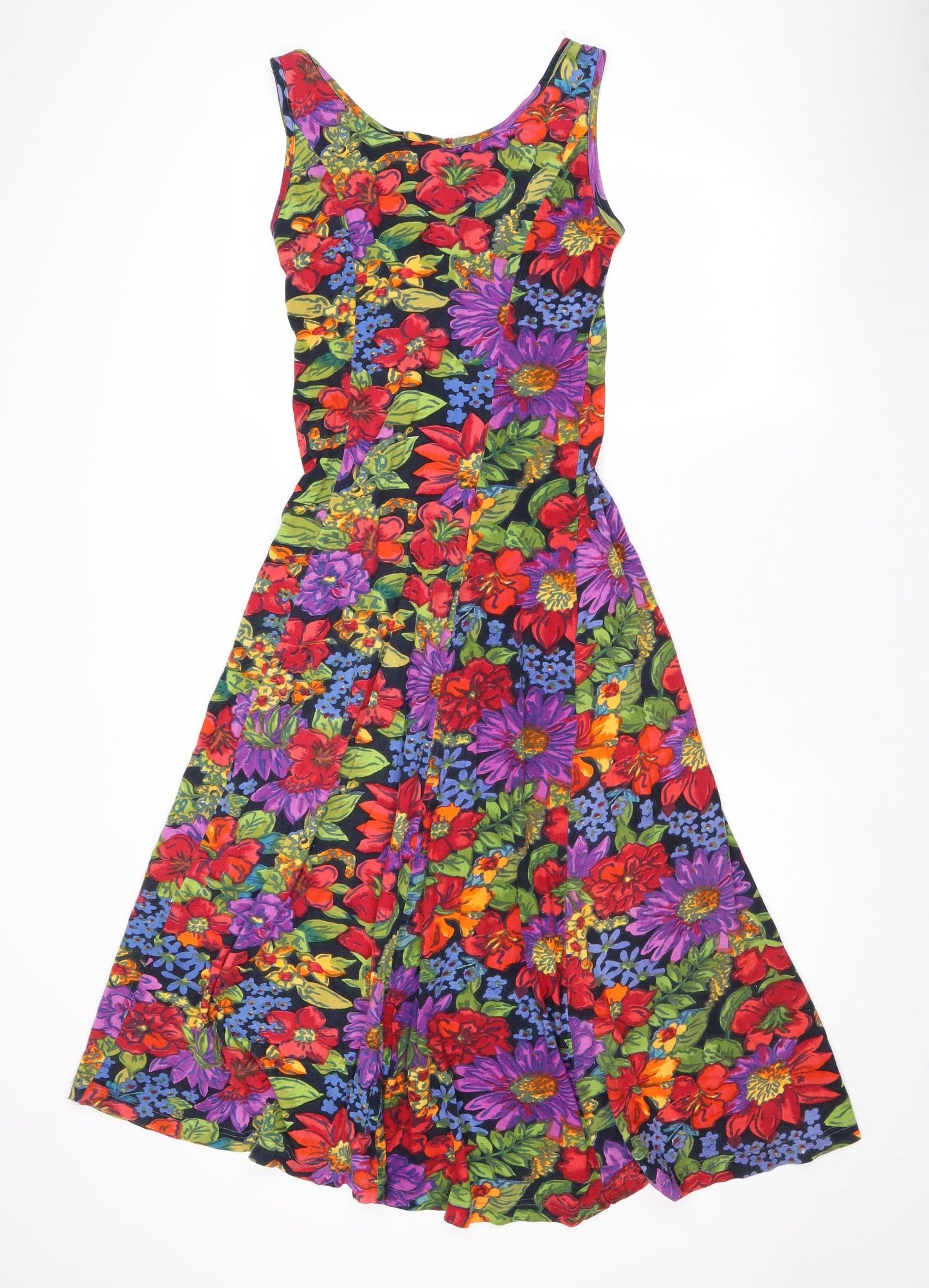 Monsoon Womens Multicoloured Floral Cotton A-Line Size 12 Round Neck Pullover