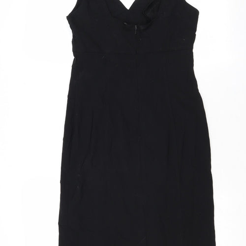 Julien Macdonald Womens Black Nylon Shift Size 10 V-Neck Zip