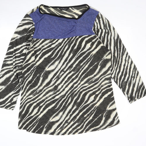 Collection London Womens Multicoloured Round Neck Animal Print Acrylic Pullover Jumper Size 22 - Zebra Pattern Size 22-24