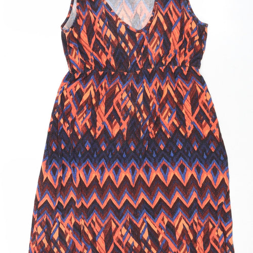 Gap Womens Multicoloured Geometric Viscose A-Line Size S Round Neck Pullover