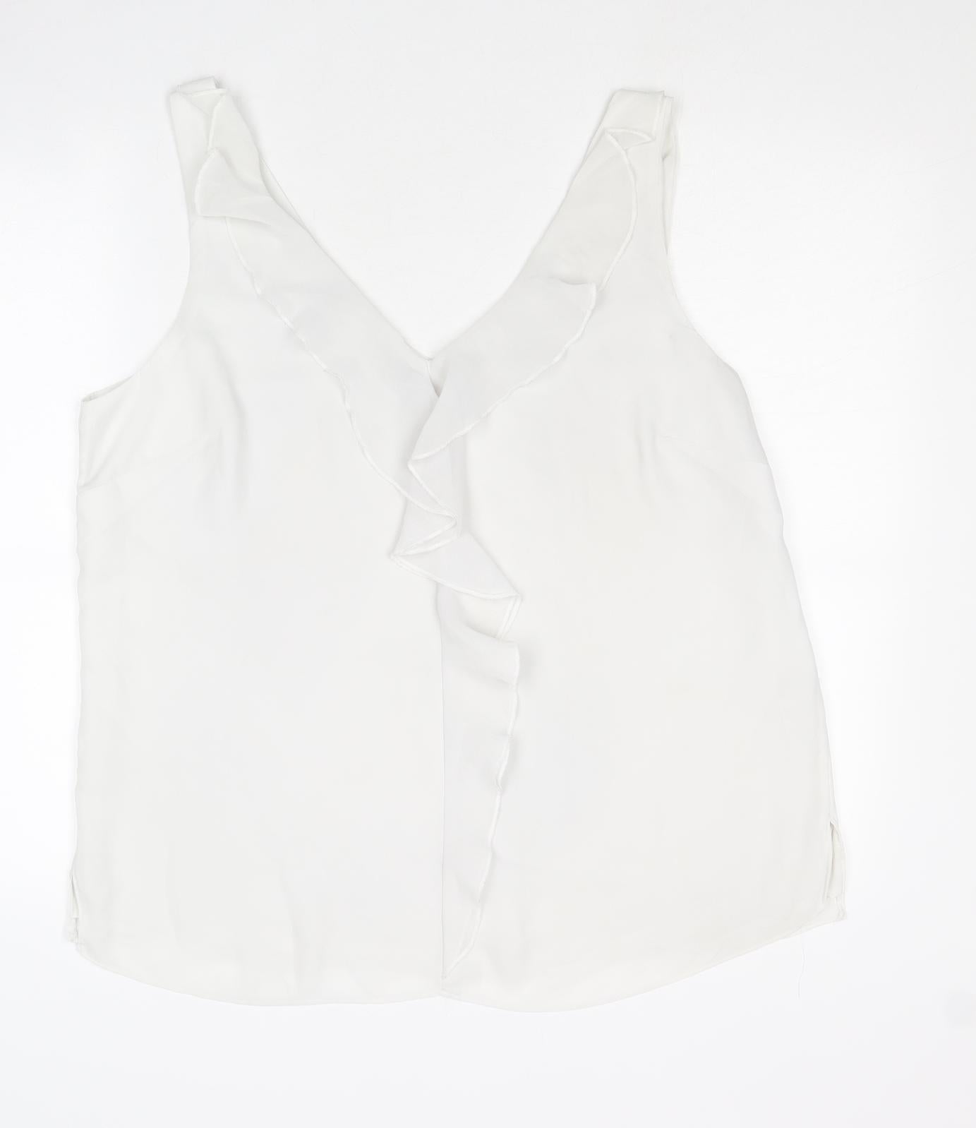 Wallis Womens White Polyester Basic Tank Size 16 V-Neck