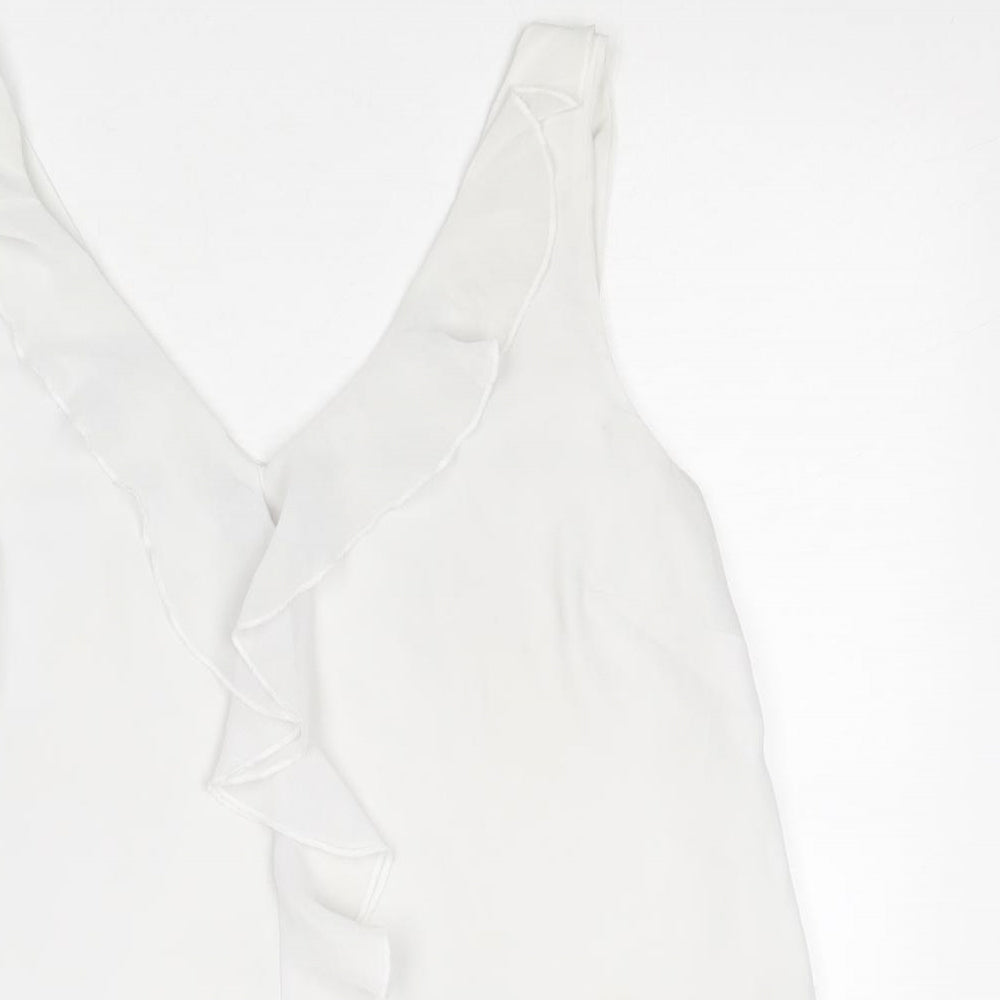 Wallis Womens White Polyester Basic Tank Size 16 V-Neck