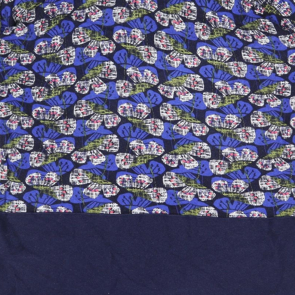 White Stuff Womens Blue Geometric Cotton A-Line Size 12 Round Neck Button