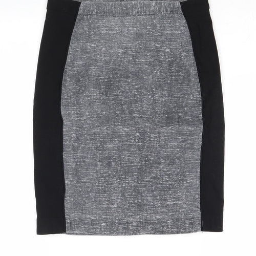 H&M Womens Grey Viscose Straight & Pencil Skirt Size 8 Zip