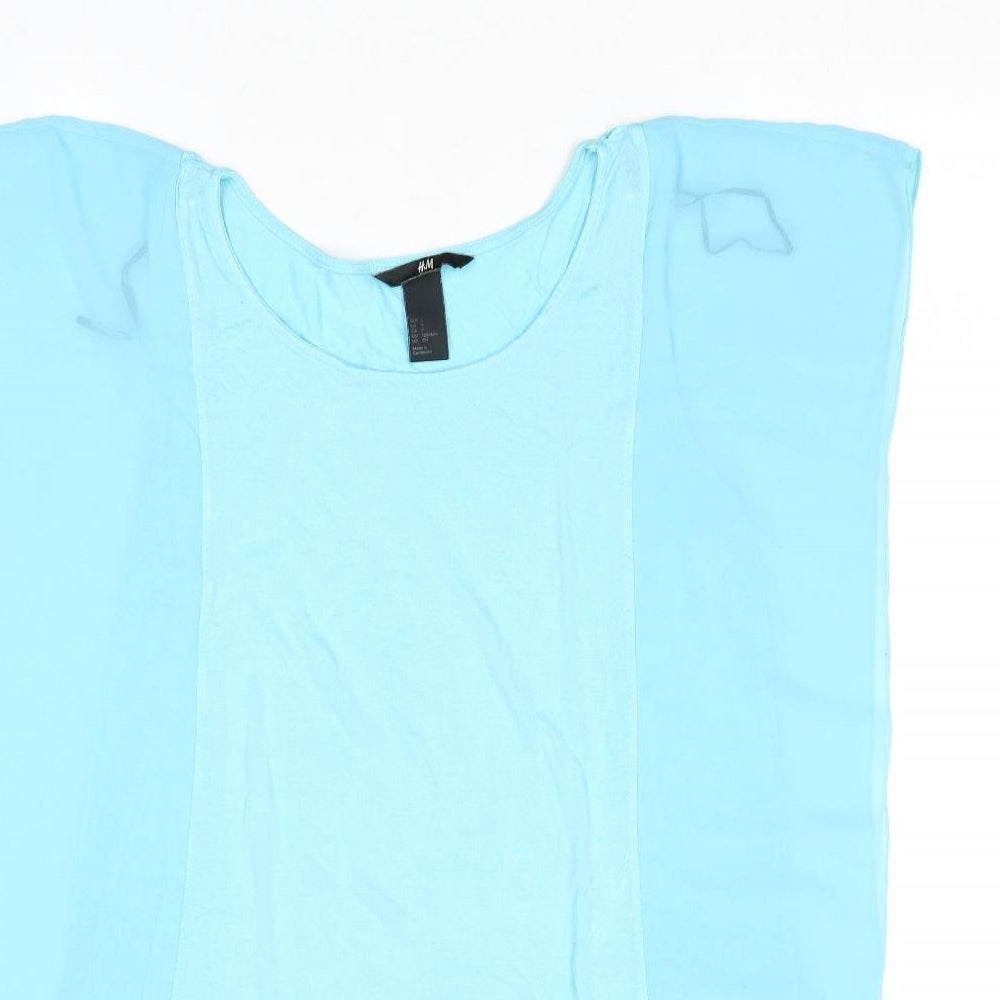 H&M Womens Blue Viscose Basic Tank Size S Round Neck